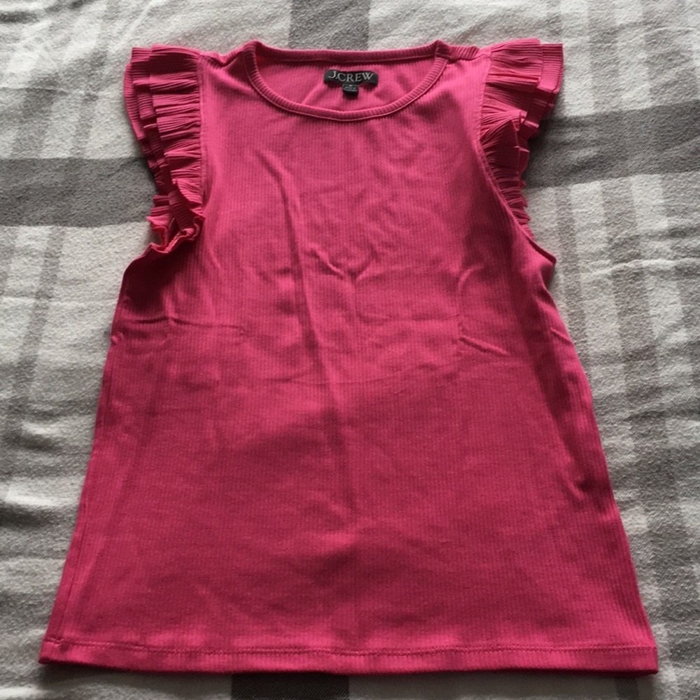 New Vintage rib ruffle-sleeve shirt pink medium